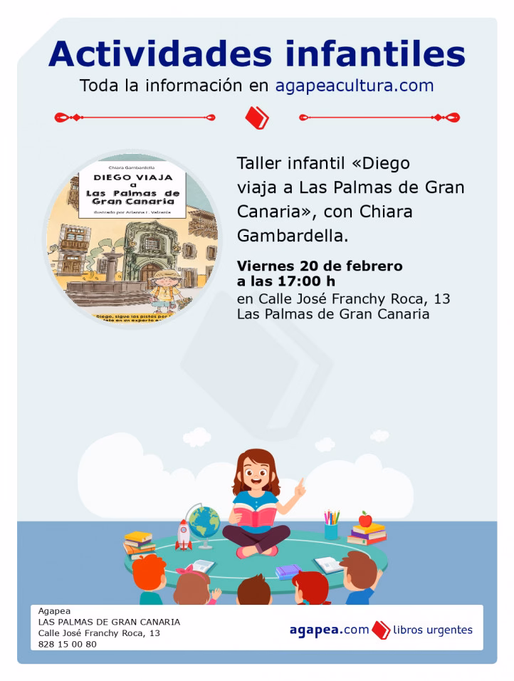 Taller infantil - "Diego viaja a LPGC" con Chiara Gambardella en Librería Agapea Las Palmas de Gran Canaria.