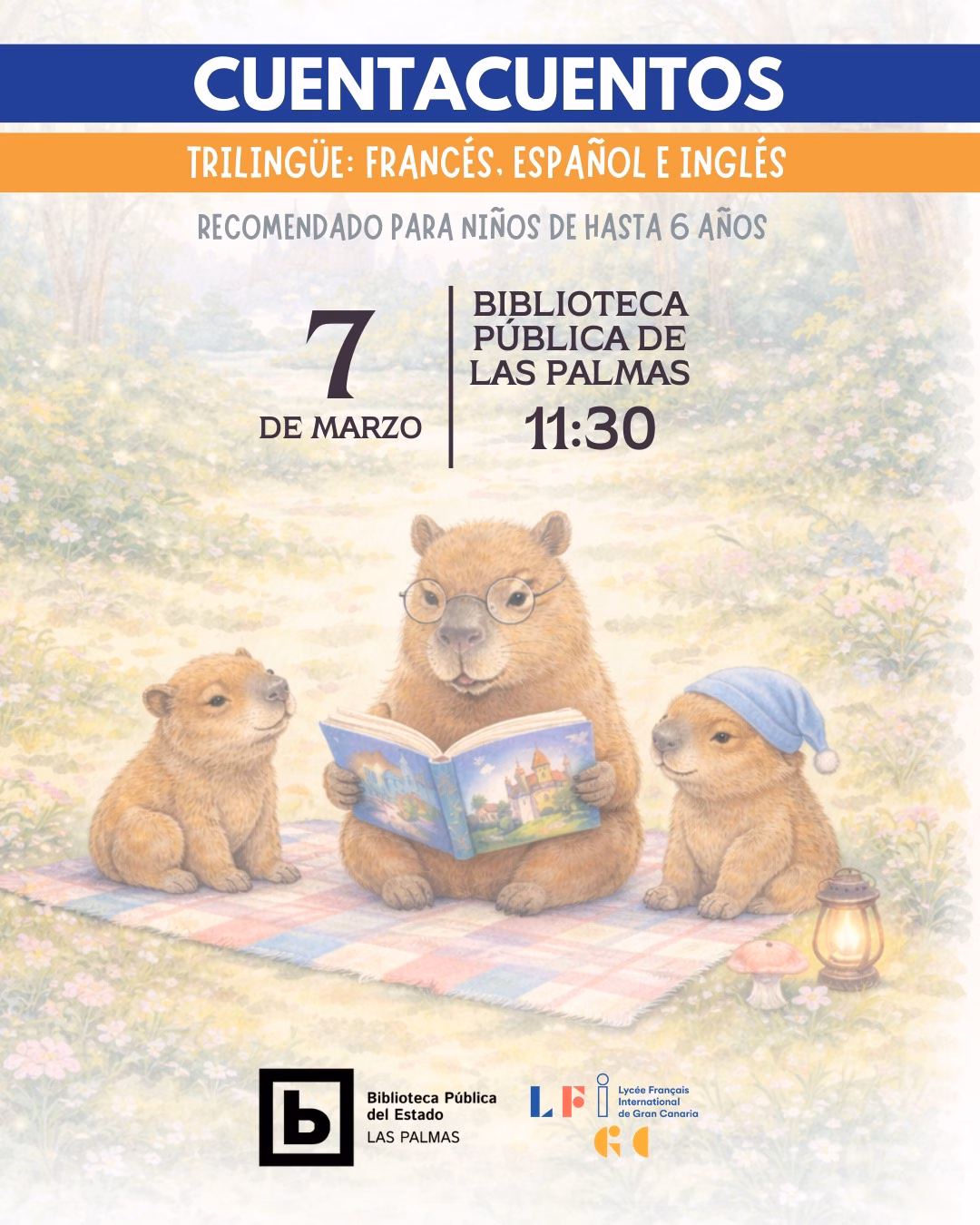 Narración Infantil - Cuentacuentos Trilingüe en la Biblioteca Pública del Estado de Las Palmas de Gran Canaria.
