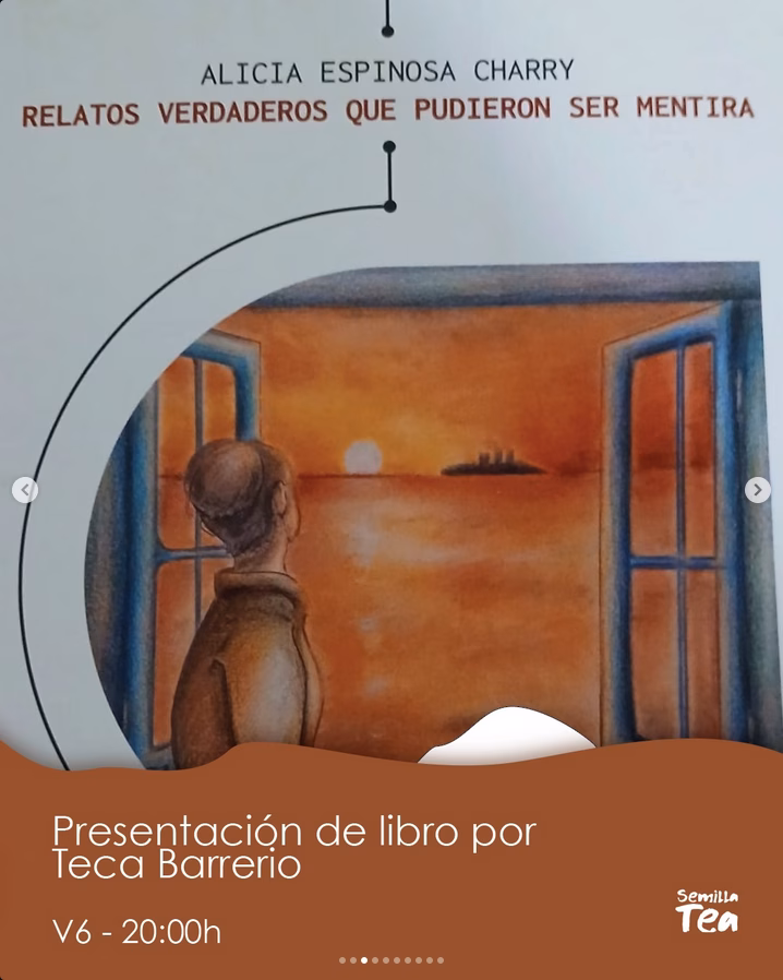 Presentación del Libro "Relatos verdaderos que pudieron ser mentira" de Alicia Espinosa Charry en el Espacio Tea de Agaete, Gran Canaria.