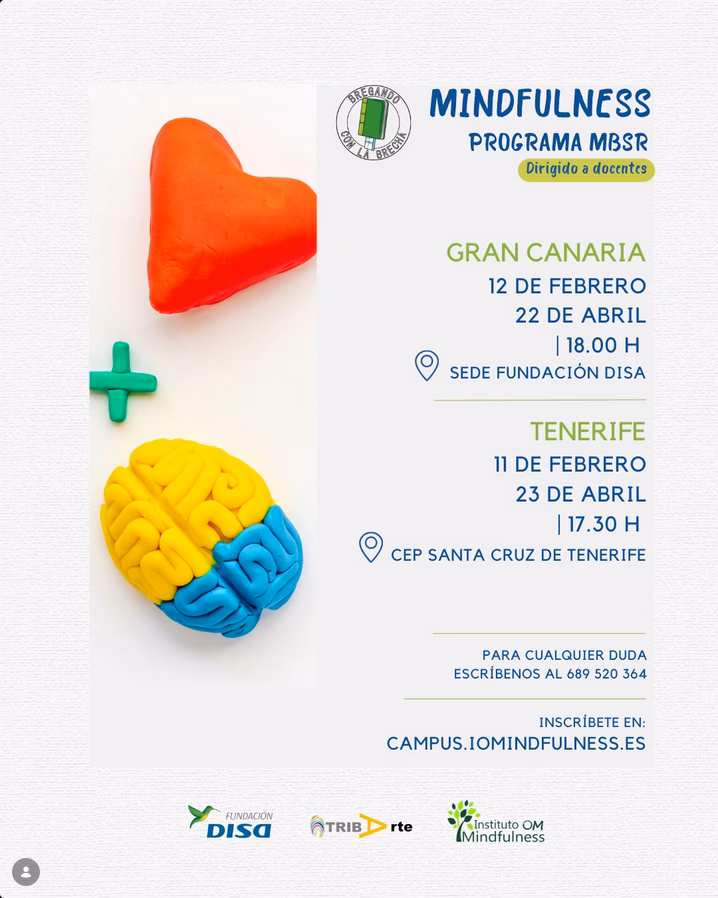 Infantil - Taller "Mindfulness - Programa MBSR" dirigido a docentes en la Sede de la Fundación Disa de Las Palmas de Gran Canaria.