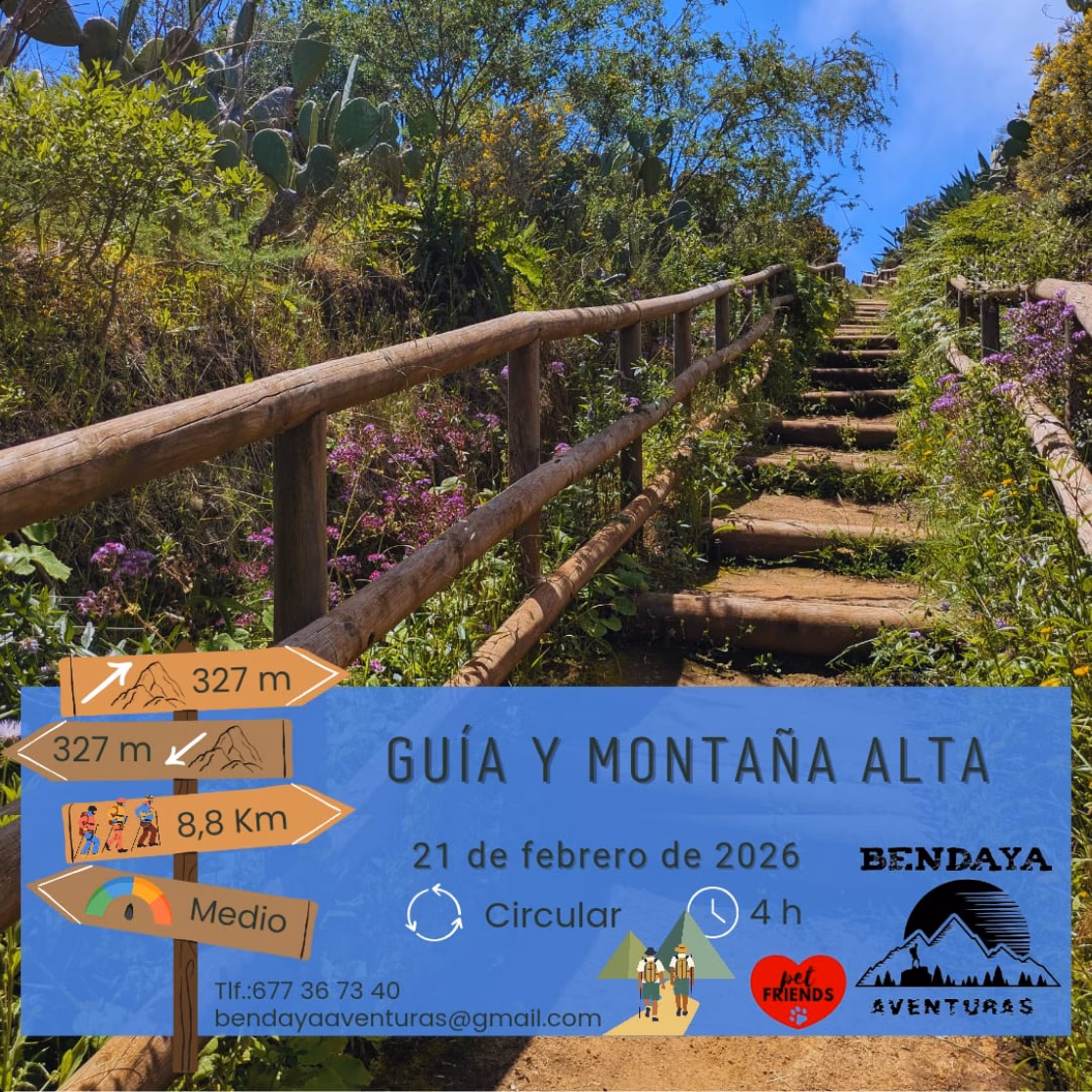 Senderismo - Guía y Montaña Alta, Gran Canaria, con Bendaya Aventuras.