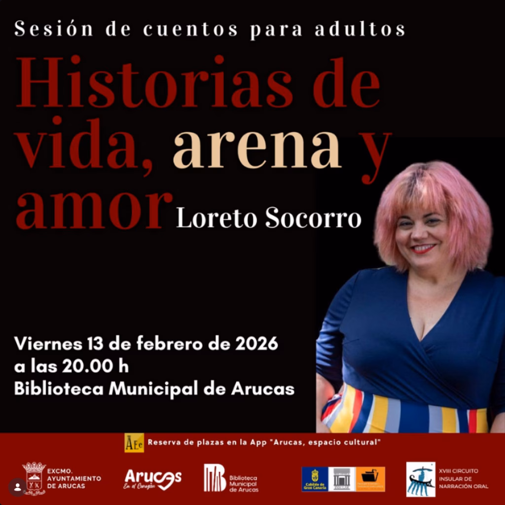 Narración - "Historias de vida, arena y amor" en la Biblioteca Municipal de Arucas, Gran Canaria.