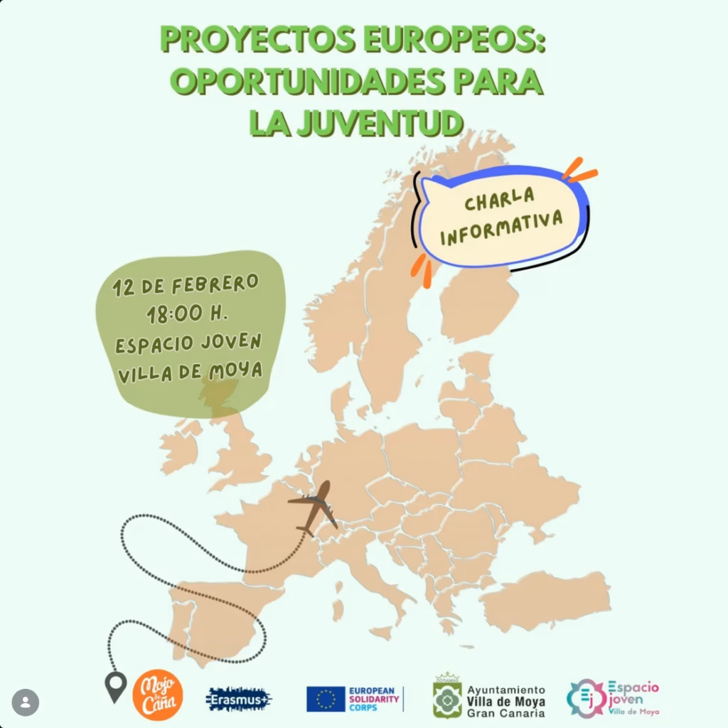 Charla - "Proyectos europeos: oportunidades para la juventud" para jóvenes en el Espacio Joven Villa de Moya Gran Canaria.
