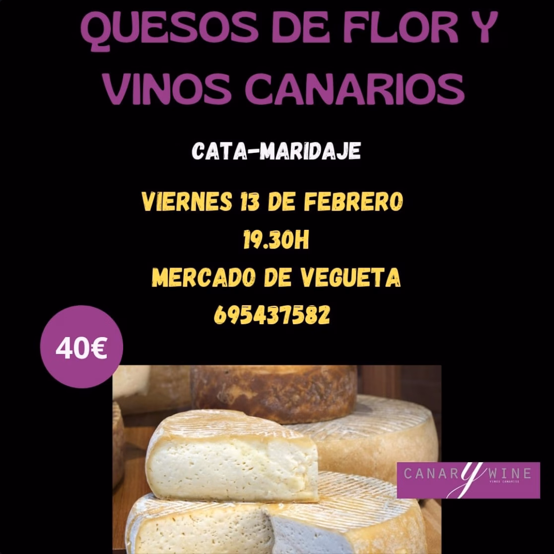 Cata - Quesos de flor y vinos canarios en el Mercado de Vegueta, Las Palmas de Gran Canaria.
