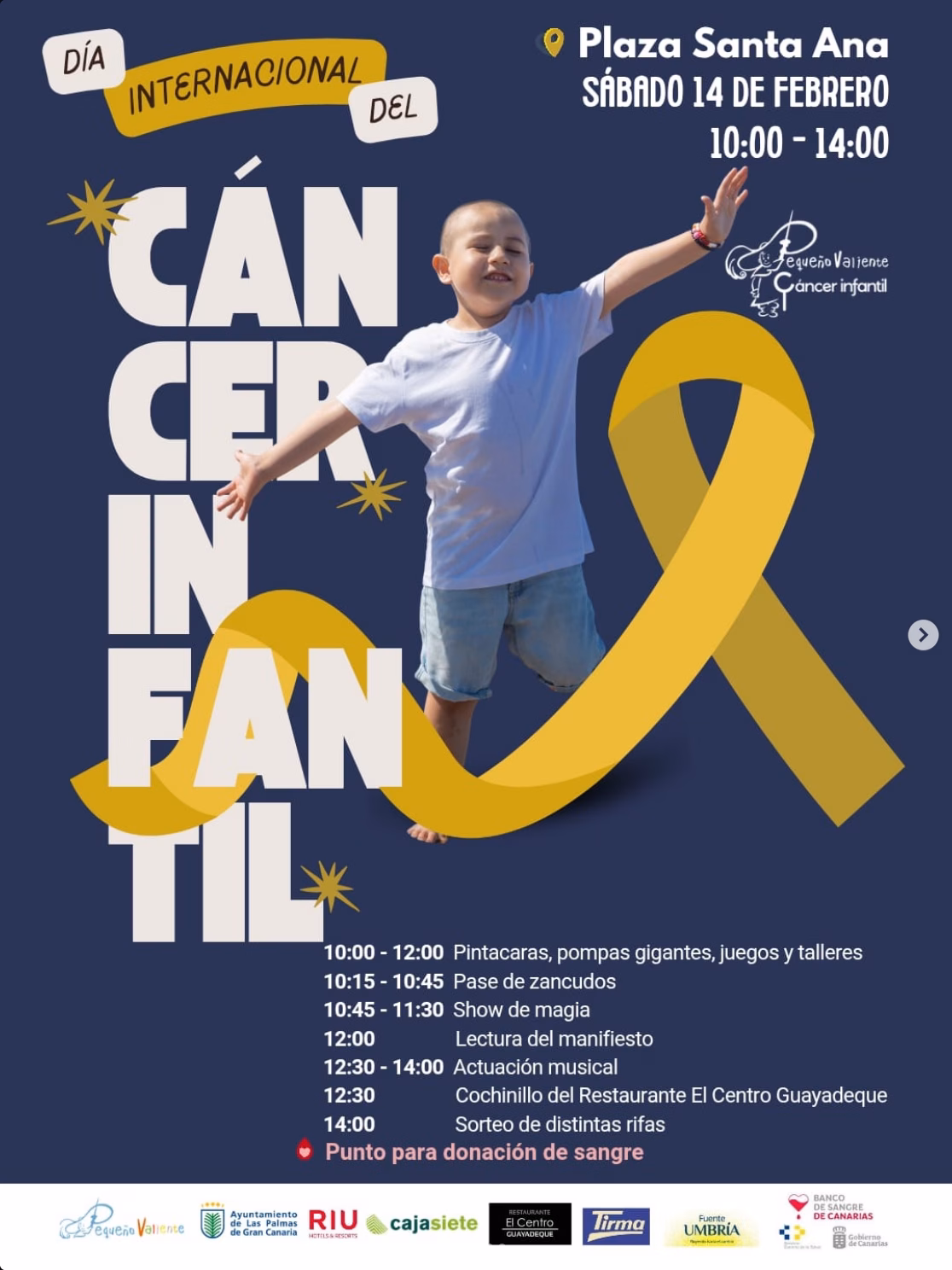 Jornada - Día del Cáncer Infantil en la Plaza de Santa Ana, Las Palmas de Gran Canaria.