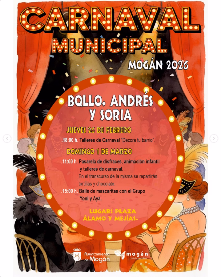 Carnaval Municipal en La Plaza Álamo y Mejías de Bqllo Andrés y Soria 2026, Mogán, Gran Canaria