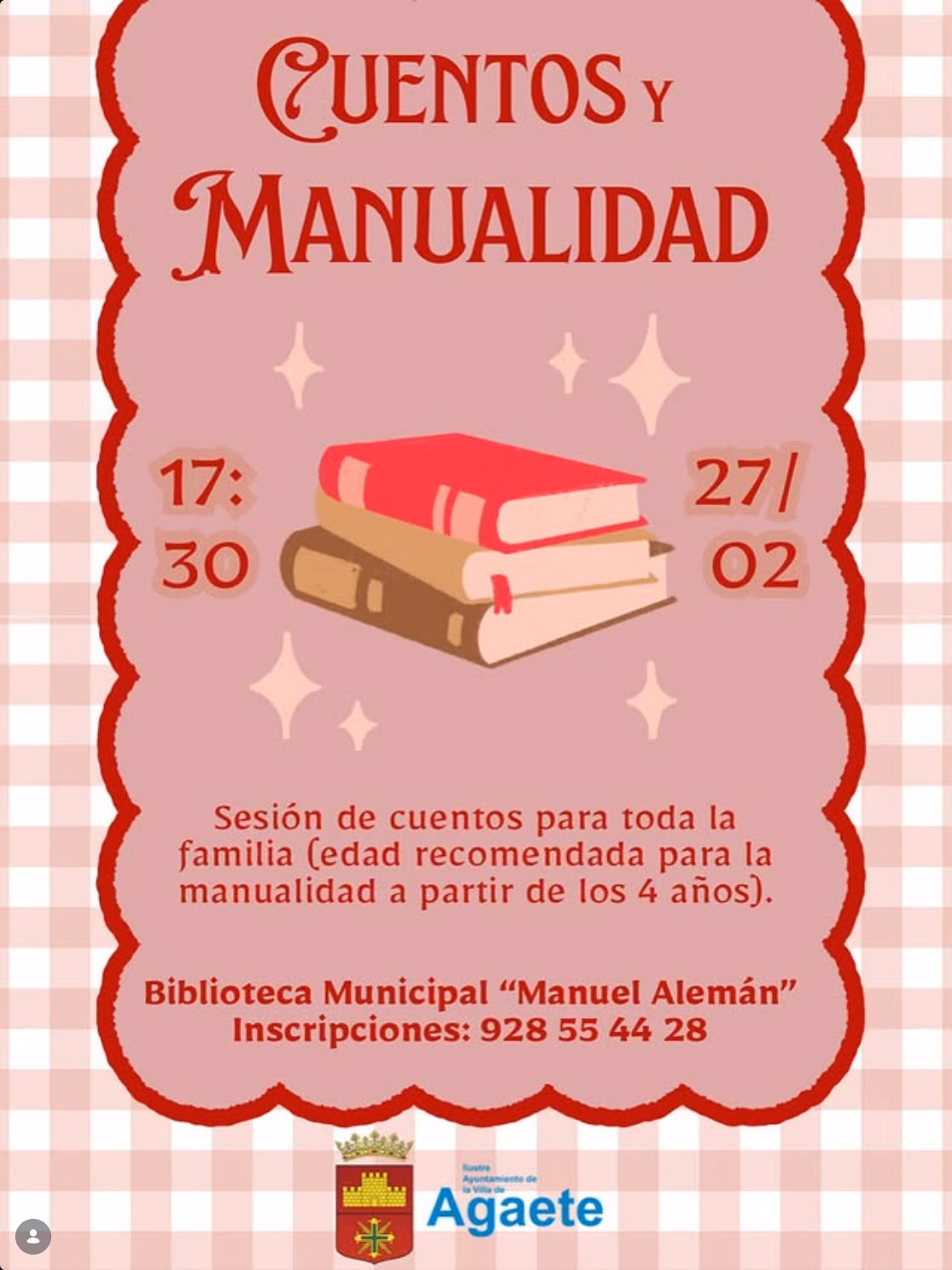 Narración - "Cuentos y manualidad" en la Biblioteca Municipal Manuel Alemán de Agaete, Gran Canaria.