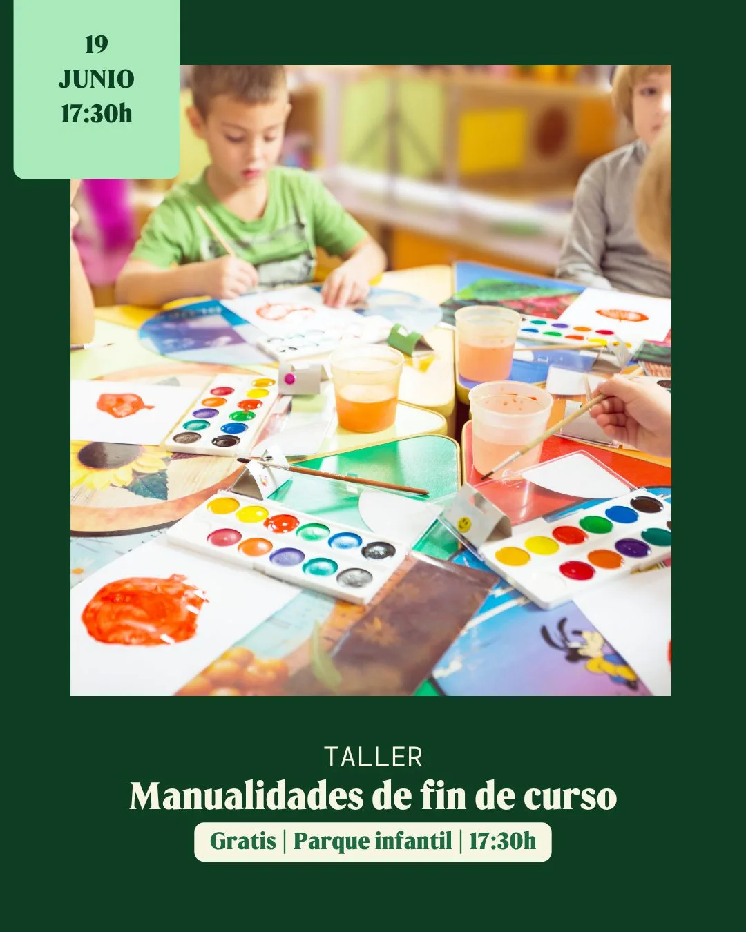 Taller Infantil de manualidades de fin de curso en Las Ramblas Centro, Plaza Parque infantil, Las Palmas de Gran Canaria.