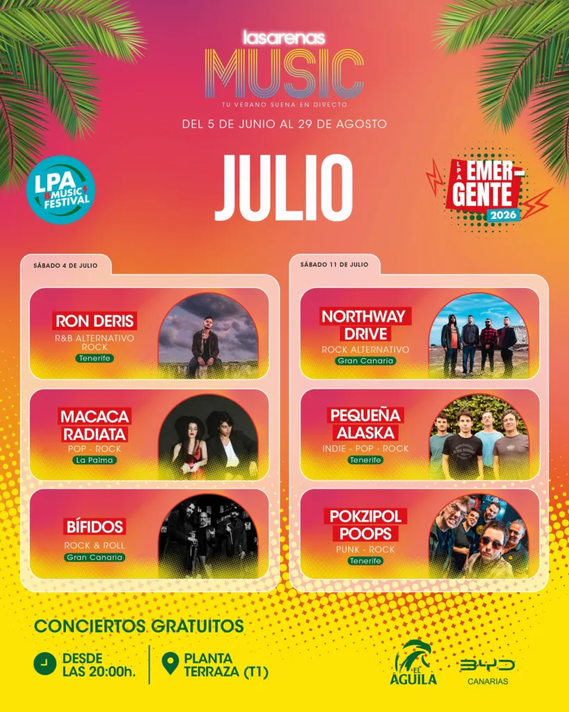 Concierto — LPA Emergente 2026 en el Centro Comercial Las Arenas, Las Palmas de Gran Canaria, del 4 de julio