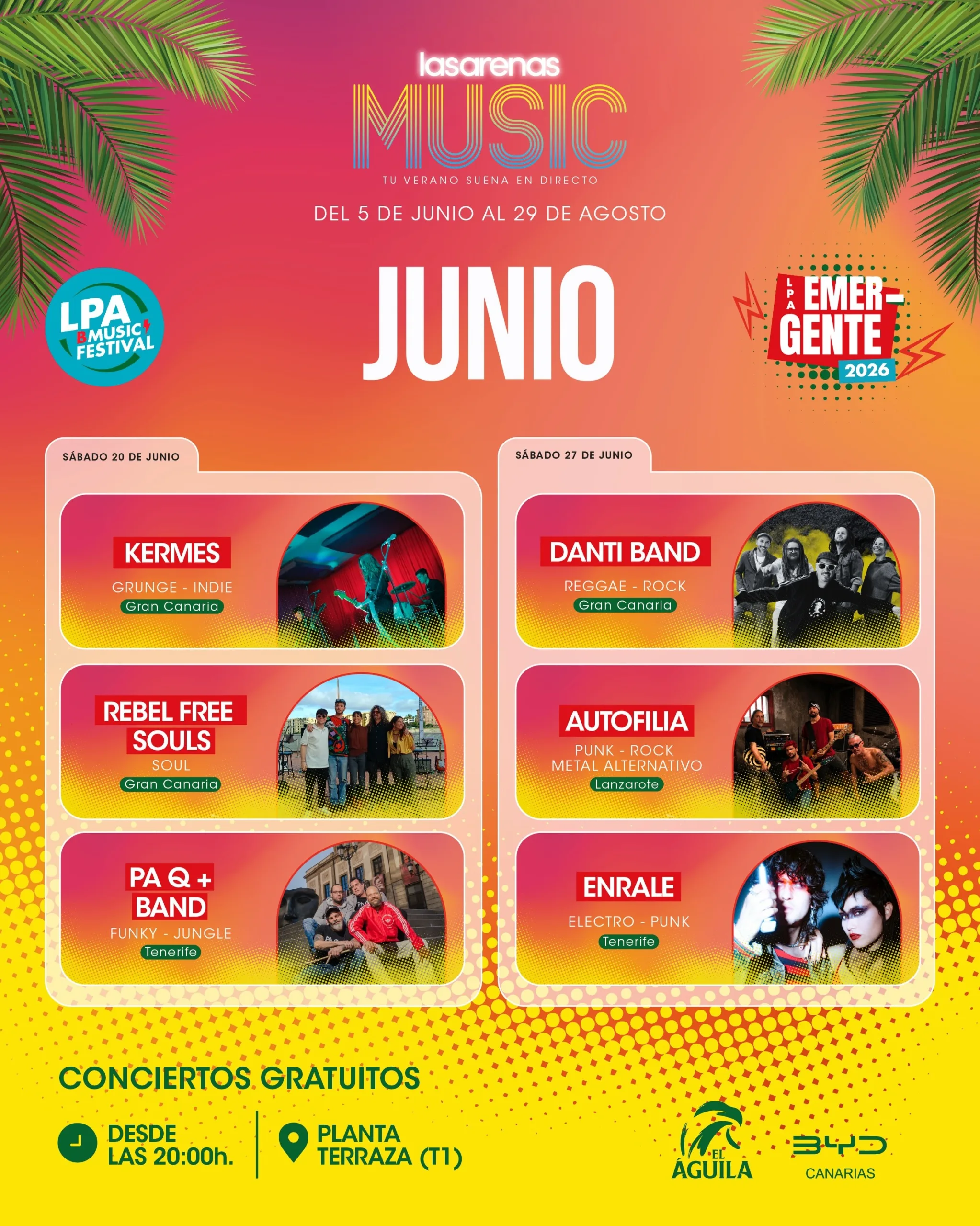 Concierto — LPA Emergente 2026 en el Centro Comercial Las Arenas, Las Palmas de Gran Canaria, del 20 de junio