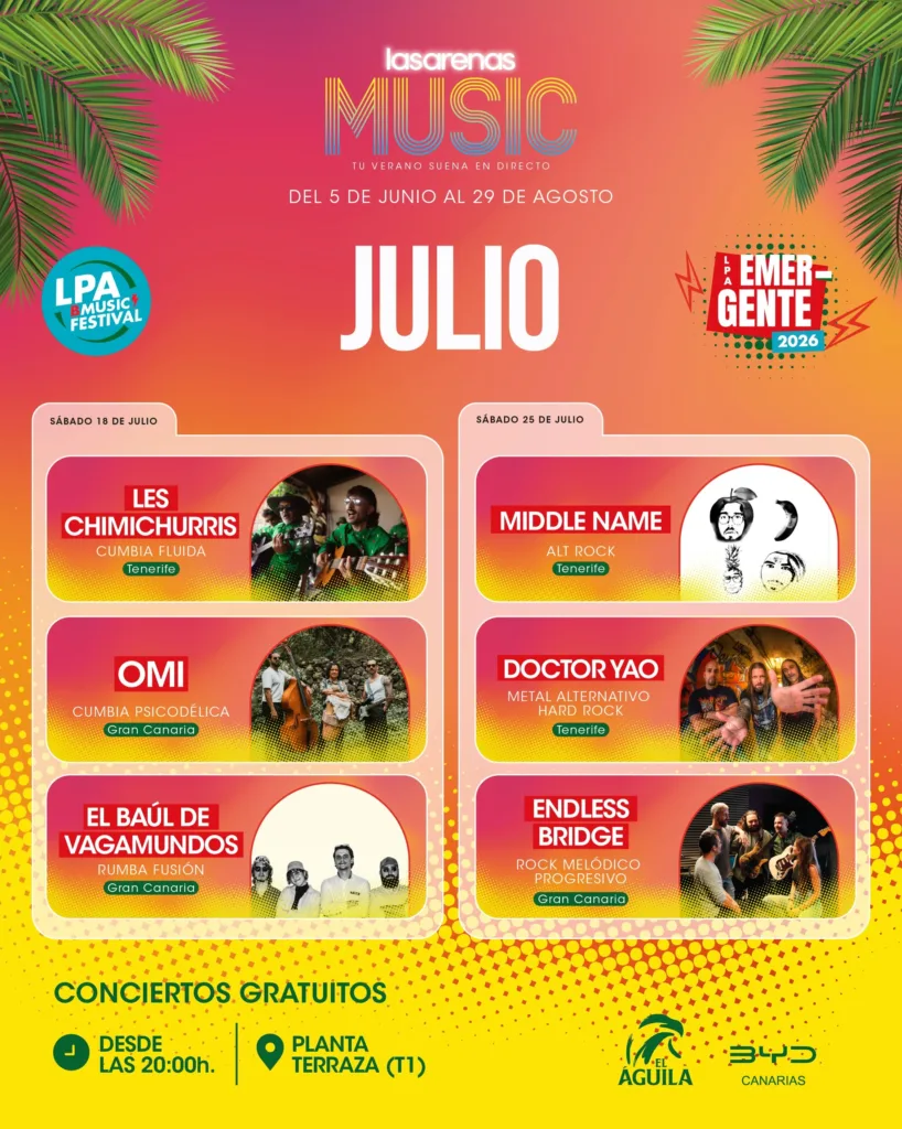 Concierto — LPA Emergente 2026 en el Centro Comercial Las Arenas, Las Palmas de Gran Canaria, del 18 de julio