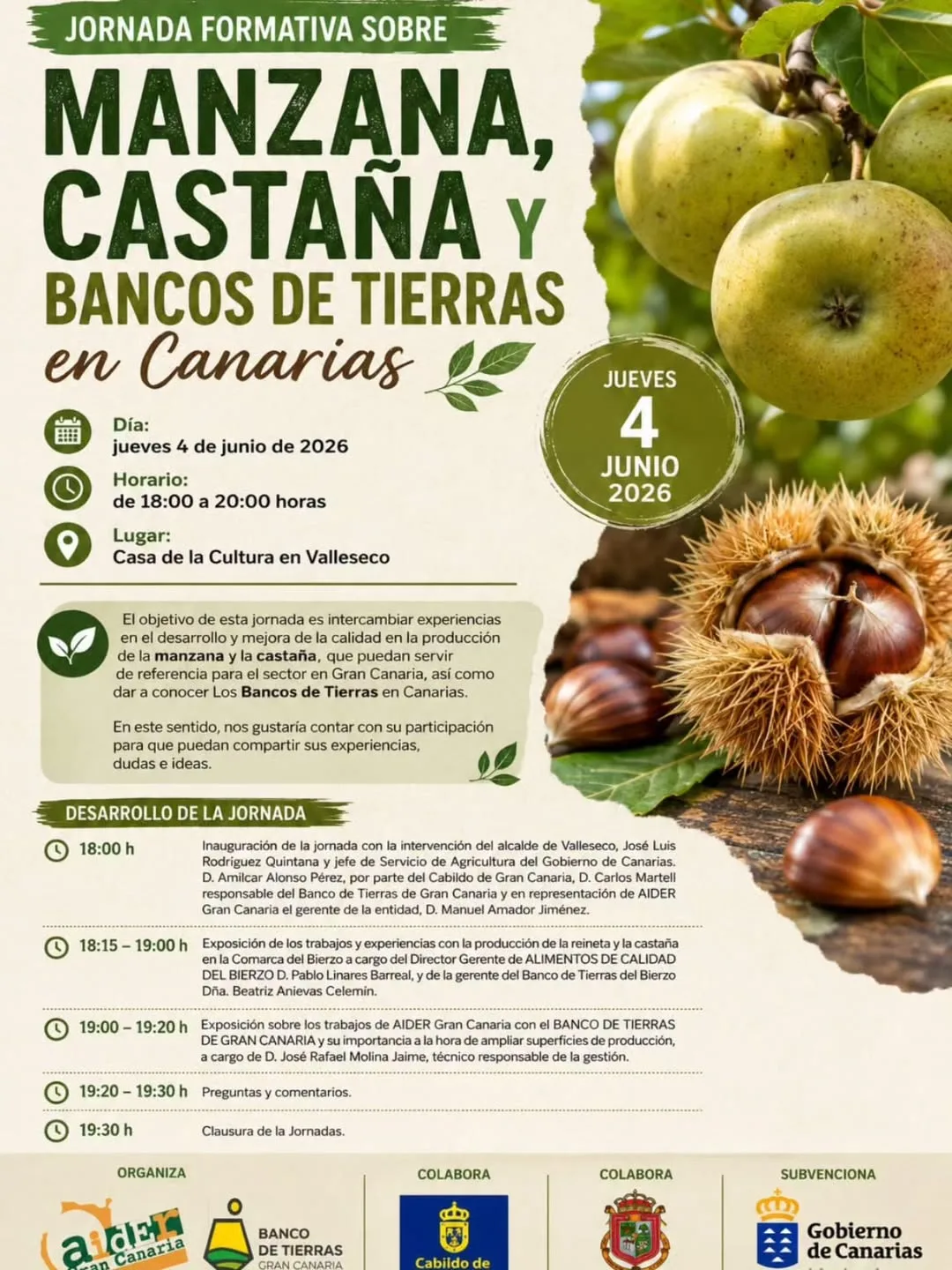 Charla – «Manzana, castaña y bancos de tierras en Canarias»