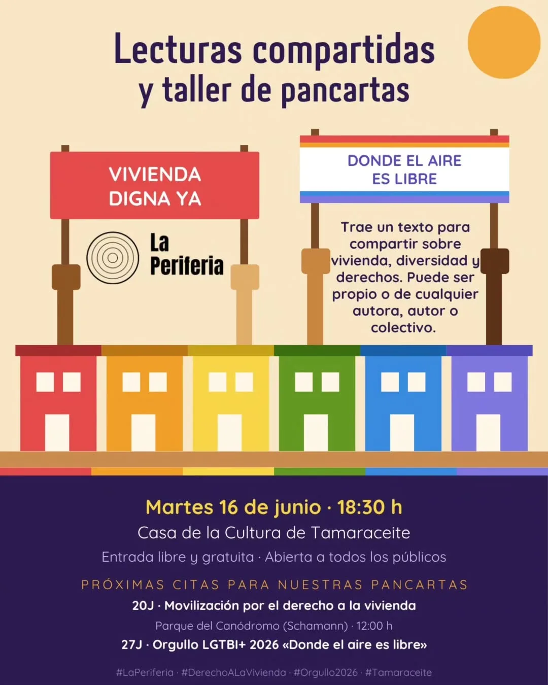 Lecturas y taller de pancartas en Tamaraceite
