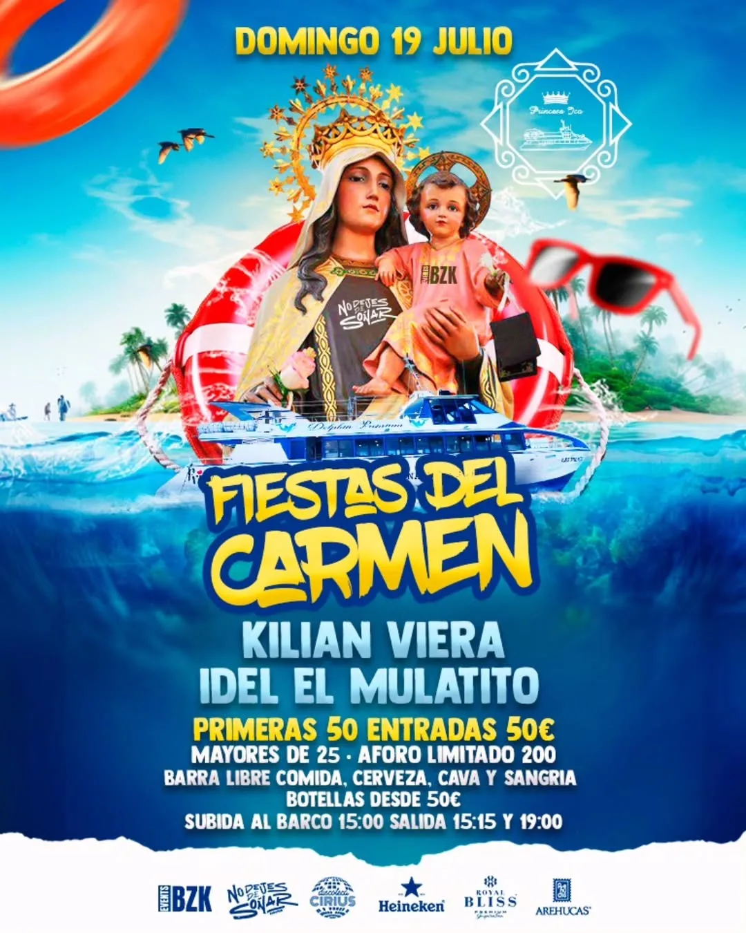 Fiestas del Carmen en barco con Kilian Viera