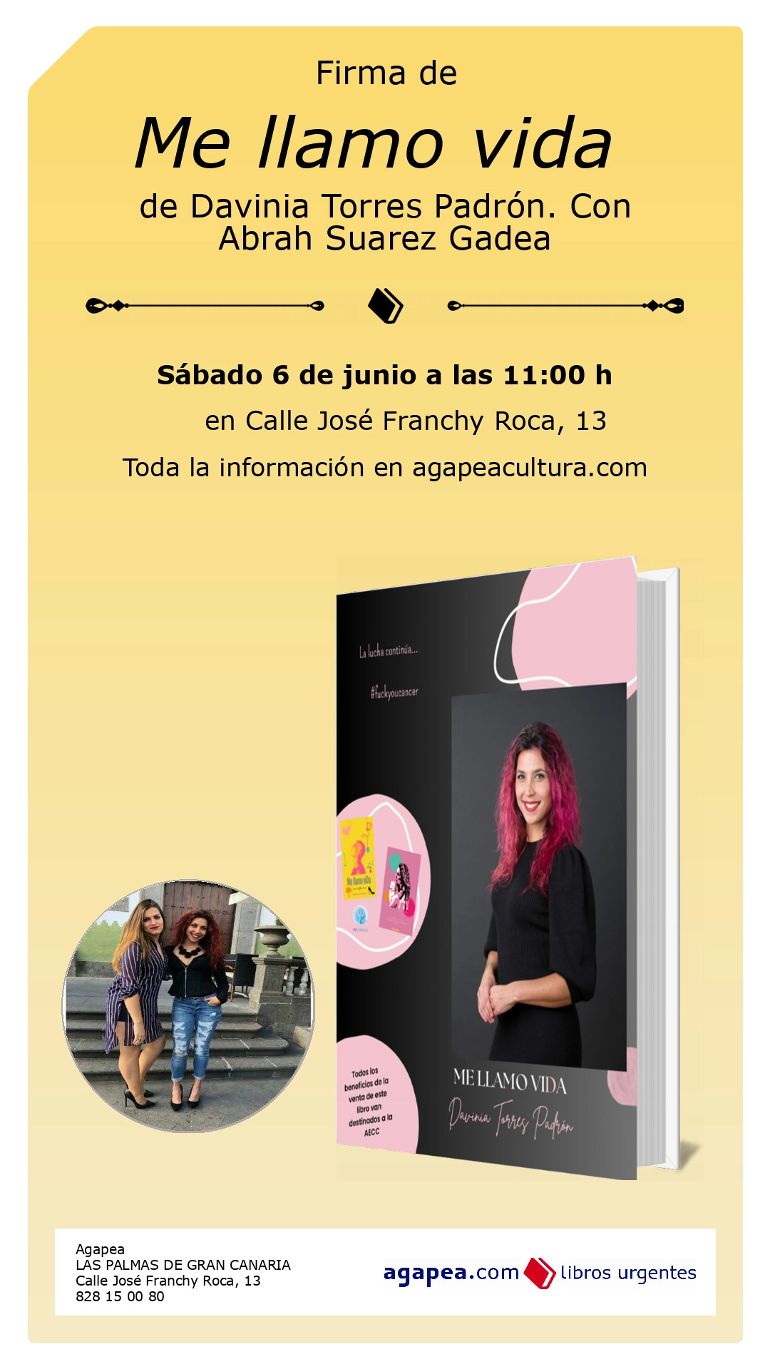Firma de Me llamo vida en Agapea Las Palmas
