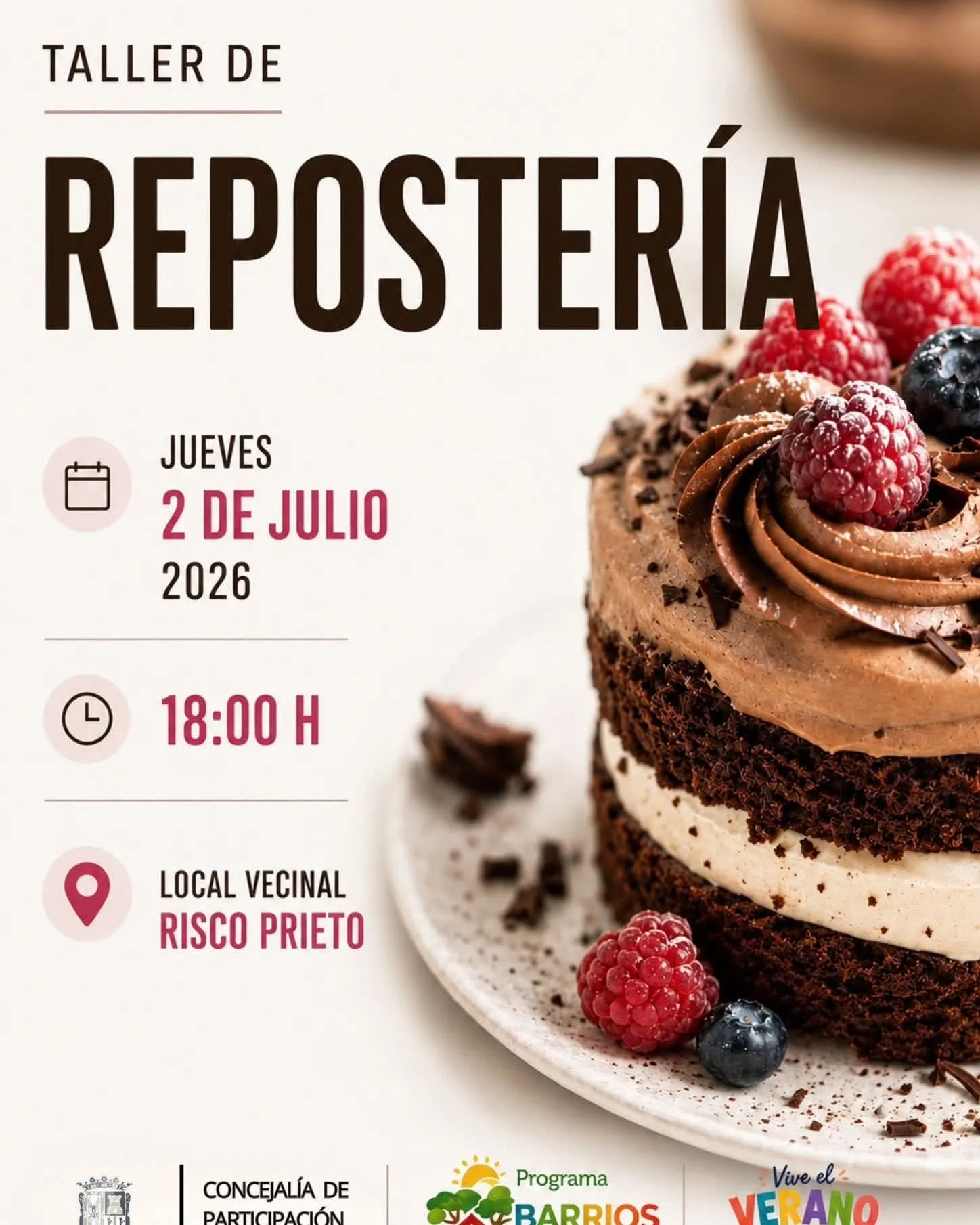 Taller – «Repostería» Risco Prieto